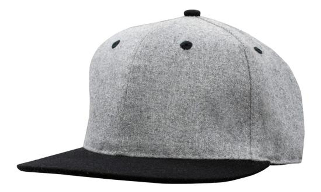 Headwear Grey Marle Flannel With Snap Back Pro Styling (4135)-Clearance