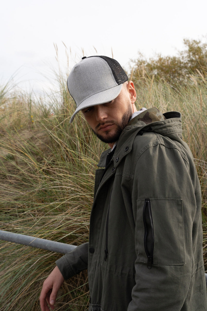 Headwear Grey Marle American Twill With Mesh Back Cap (3821)