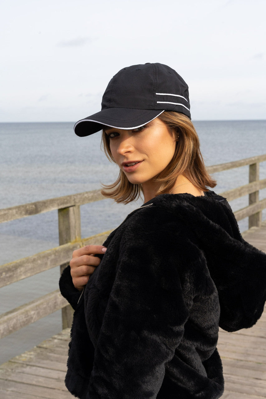 Headwear Microfibre Sports Cap with Piping and Sandwich Cap (4077)-Clearance