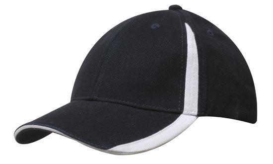 Headwear-Headwear Brushed Heavy Cotton with Inserts on the Peak & Crown-Navy/White / Free Size-Uniform Wholesalers - 13