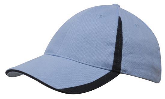 Headwear-Headwear Brushed Heavy Cotton with Inserts on the Peak & Crown-Sky/Navy / Free Size-Uniform Wholesalers - 17