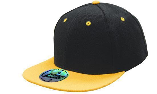 Headwear-Headwear Premium American Twill with Snap 59 Styling - Two Tone Cap-Black/Gold / Free Size-Uniform Wholesalers - 4