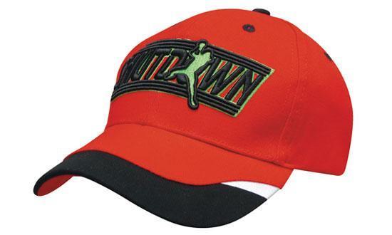 Headwear-Headwear Brushed Heavy Cotton with Peak Inserts & Printed Trim--Uniform Wholesalers - 1