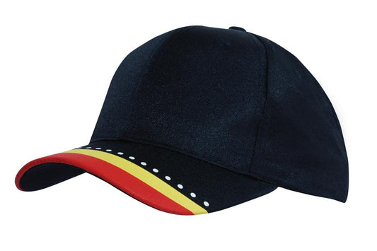 Headwear Breathable Poly Twill with Multi Coloured Printed Peak (4219)