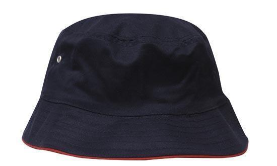 Headwear-Headwear Brushed Sports Twill Bucket Hat-Navy/Red / M-Uniform Wholesalers - 12