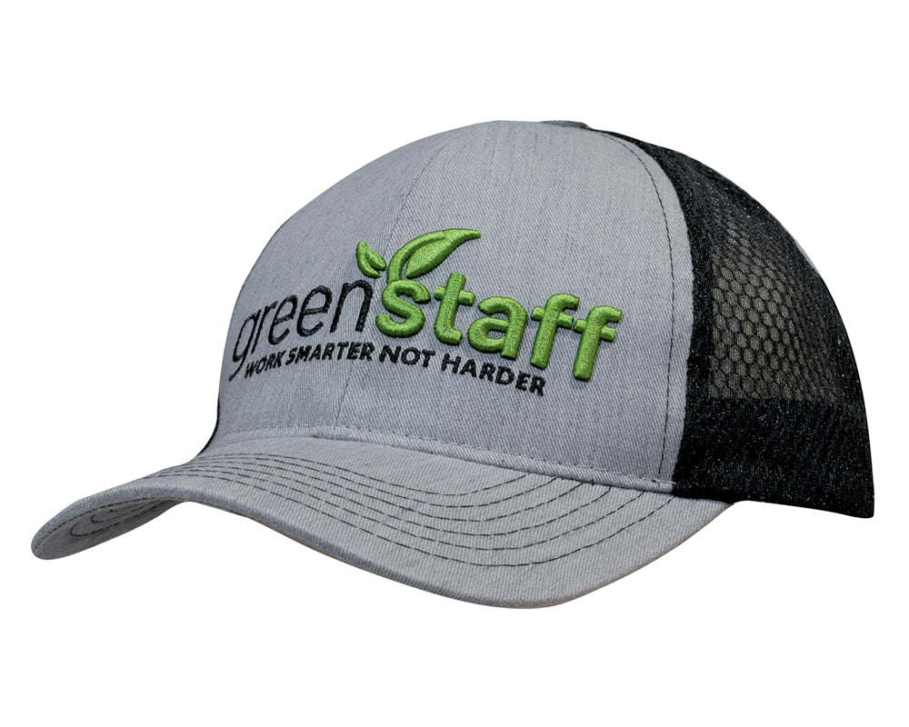 Headwear Light Brushed Poly Cotton Marle Cap With Honeycomb Mesh Back (3971)