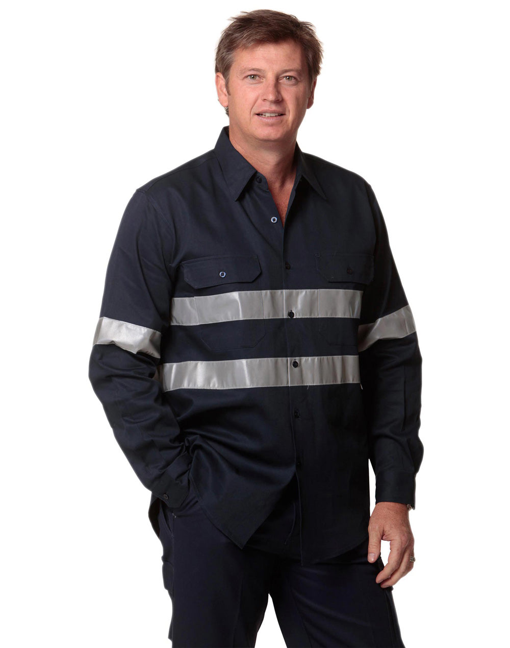 Winning Spirit Hi Vis Cotton Drill Long Sleeve Work Shirt (WT04HV)