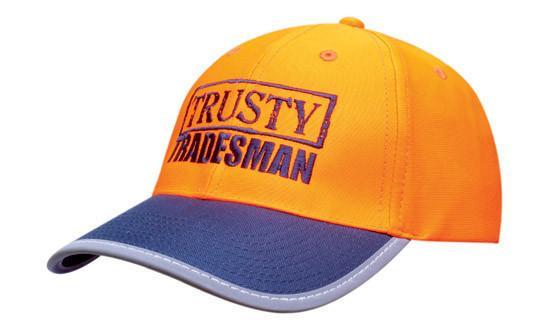Headwear-Headwear Luminescent Safety Cap with Reflective Trim-Orange/Navy/Silver-Uniform Wholesalers