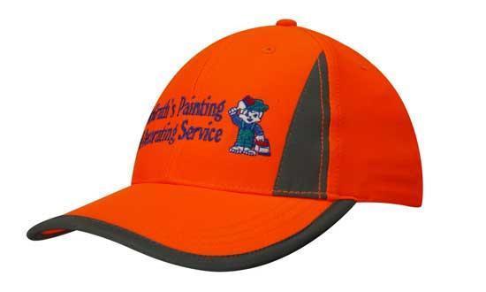 Headwear-Headwear Luminescent Safety Cap with Reflective Inserts and Trim-Orange/Silver / Free Size-Uniform Wholesalers - 1
