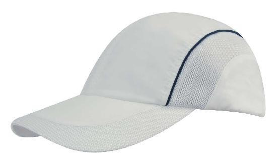 Headwear-Headwear Spring Woven Fabric with Mesh to Side Panels and Peak-White/Navy / Free Size-Uniform Wholesalers - 4