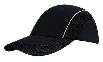 Headwear-Headwear Spring Woven Fabric with Mesh to Side Panels and Peak-Navy/White / Free Size-Uniform Wholesalers - 2