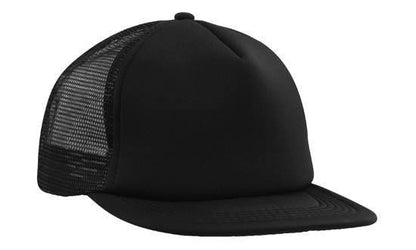 Headwear-Headwear Trucker Mesh Cap With Flat Peak-Black / Free Size-Uniform Wholesalers - 2
