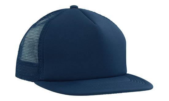 Headwear-Headwear Trucker Mesh Cap With Flat Peak-Navy / Free Size-Uniform Wholesalers - 3