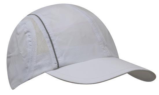 Headwear-Headwear Micro Fibre & Mesh Sports Cap with Reflective Trim Cap-White / Free Size-Uniform Wholesalers - 4