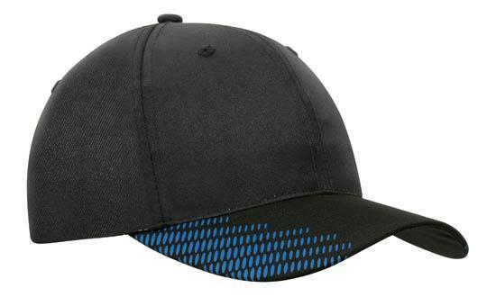 Headwear-Headwear Breathable Poly Twill with Peak Flash Print-Black/Cyan / Free Size-Uniform Wholesalers - 6