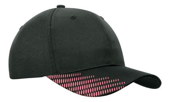 Headwear-Headwear Breathable Poly Twill with Peak Flash Print-Black/Pink / Free Size-Uniform Wholesalers - 8