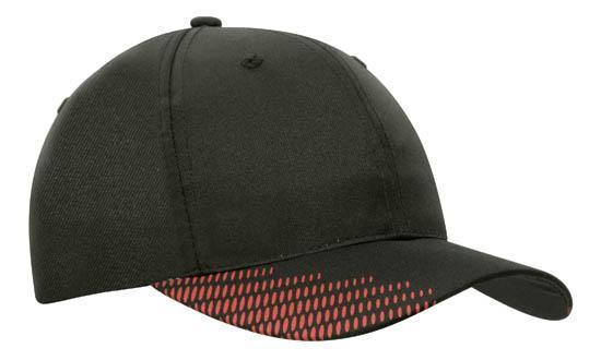 Headwear-Headwear Breathable Poly Twill with Peak Flash Print-Black/Red / Free Size-Uniform Wholesalers - 3