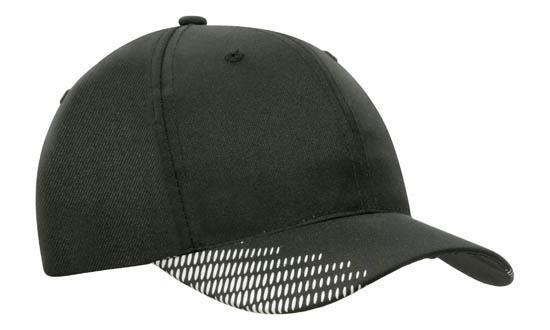 Headwear-Headwear Breathable Poly Twill with Peak Flash Print-Black/White / Free Size-Uniform Wholesalers - 2