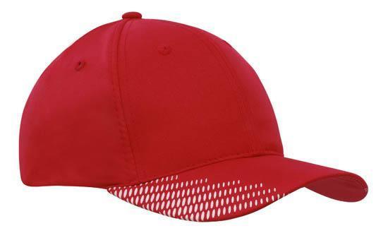 Headwear-Headwear Breathable Poly Twill with Peak Flash Print-Red/White / Free Size-Uniform Wholesalers - 11