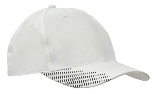Headwear-Headwear Breathable Poly Twill with Peak Flash Print-White/Black / Free Size-Uniform Wholesalers - 12