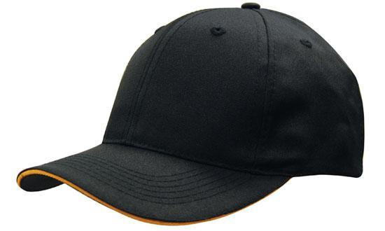 Headwear-Headwear Breathable Poly Twill with Sandwich Trim Cap-Black/Gold / Free Size-Uniform Wholesalers - 2