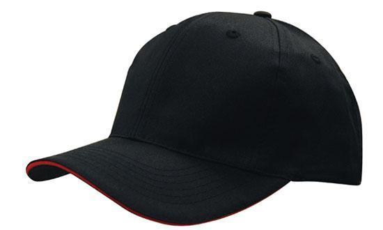Headwear-Headwear Breathable Poly Twill with Sandwich Trim Cap-Black/Red / Free Size-Uniform Wholesalers - 3