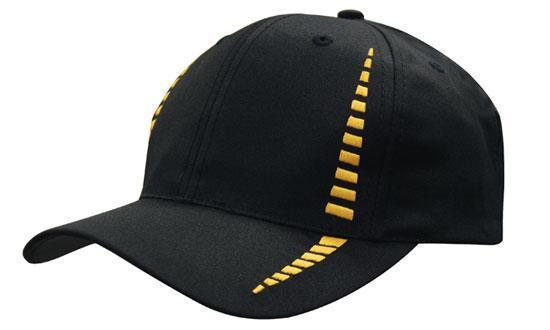 Headwear-Headwear Breathable Poly Twill with Small Check Patterning Cap-Black/Gold / Free Size-Uniform Wholesalers - 2