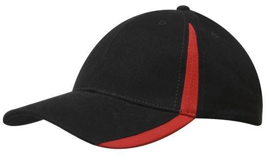 Headwear-Headwear  Brushed Heavy Cotton with Inserts on the Peak & Crown-Black/Red / Free Size-Uniform Wholesalers - 5