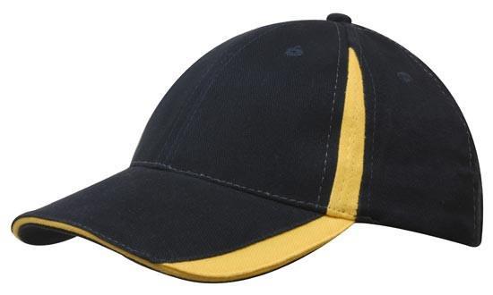 Headwear-Headwear  Brushed Heavy Cotton with Inserts on the Peak & Crown-Navy/Gold / Free Size-Uniform Wholesalers - 11