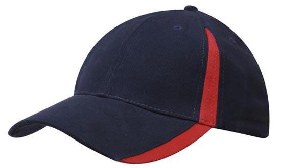 Headwear-Headwear  Brushed Heavy Cotton with Inserts on the Peak & Crown-Navy/Red / Free Size-Uniform Wholesalers - 12