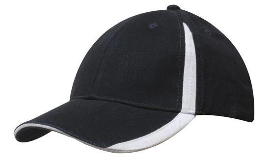 Headwear-Headwear  Brushed Heavy Cotton with Inserts on the Peak & Crown-Navy/White / Free Size-Uniform Wholesalers - 13