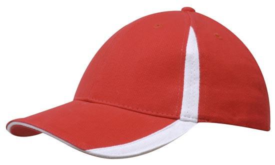 Headwear-Headwear  Brushed Heavy Cotton with Inserts on the Peak & Crown-Red/White / Free Size-Uniform Wholesalers - 14