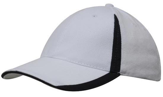 Headwear-Headwear  Brushed Heavy Cotton with Inserts on the Peak & Crown-White/Navy / Free Size-Uniform Wholesalers - 18