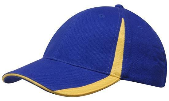 Headwear-Headwear  Brushed Heavy Cotton with Inserts on the Peak & Crown-Royal/Gold / Free Size-Uniform Wholesalers - 15