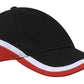 Headwear-Headwear Brushed Heavy Cotton Tri-Coloured Cap-Black/White/Red / Free Size-Uniform Wholesalers - 3