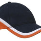 Headwear-Headwear Brushed Heavy Cotton Tri-Coloured Cap-Navy/White/Orange / Free Size-Uniform Wholesalers - 5