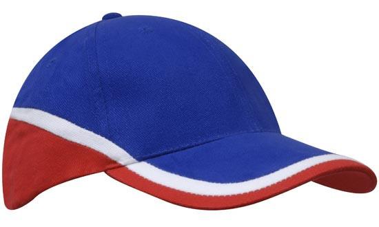 Headwear-Headwear Brushed Heavy Cotton Tri-Coloured Cap-Royal/White/Red / Free Size-Uniform Wholesalers - 7