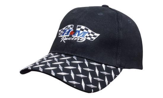 Headwear-Headwear Brushed Heavy Cotton with Checker Plate on Peak--Uniform Wholesalers - 1