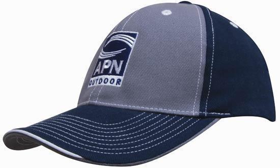 Headwear-Headwear Brushed Heavy Cotton Two Tone Cap with Contrasting Stitching and Open Lip Sandwich-Charcoal/Navy-Uniform Wholesalers - 3