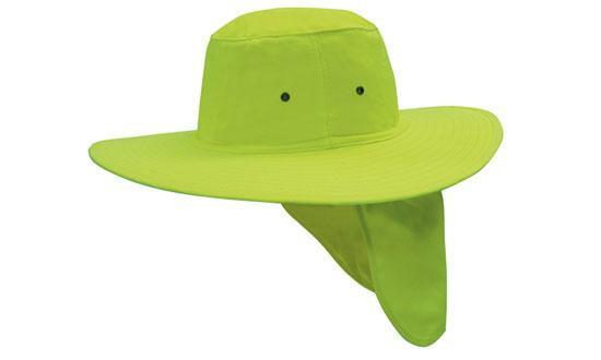 Headwear-Headwear Canvas Sun Hat-Fluro/Green / S-Uniform Wholesalers - 2