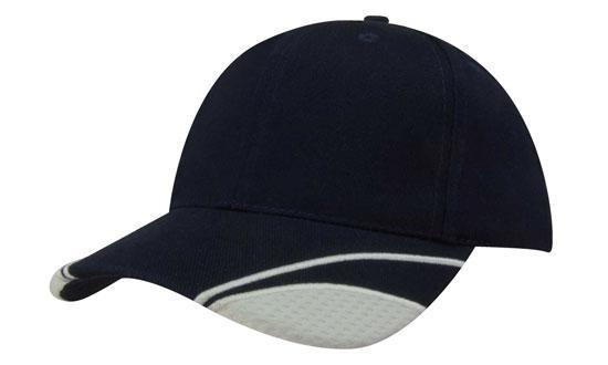 Headwear-Headwear Brushed Heavy Cotton with Mesh Inserts on Peak-Navy/White / Free Size-Uniform Wholesalers - 3