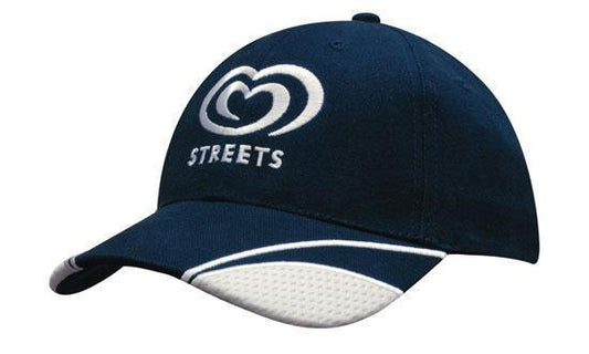 Headwear-Headwear Brushed Heavy Cotton with Mesh Inserts on Peak--Uniform Wholesalers - 1