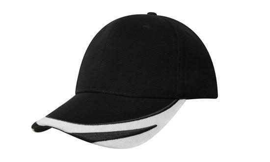 Headwear-Headwear Brushed Heavy Cotton with Peak Trim Embroidered-Black/White / Free Size-Uniform Wholesalers - 4