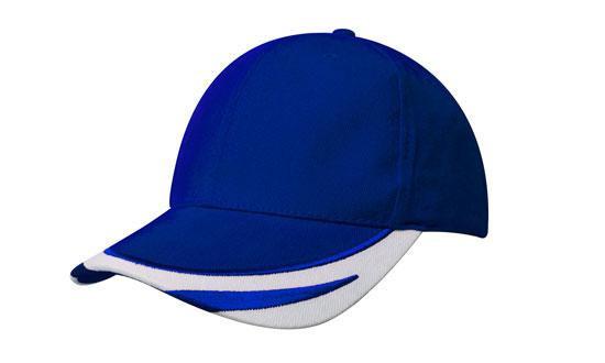 Headwear-Headwear Brushed Heavy Cotton with Peak Trim Embroidered-Royal/White / Free Size-Uniform Wholesalers - 12