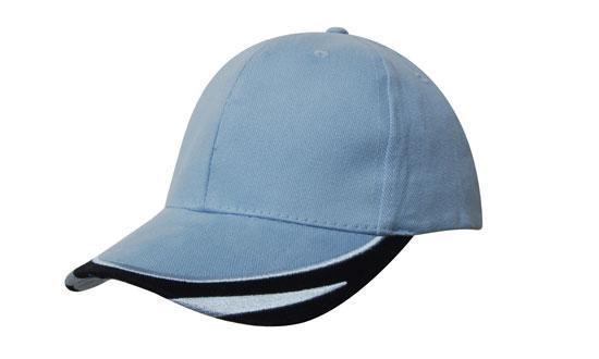 Headwear-Headwear Brushed Heavy Cotton with Peak Trim Embroidered-Sky/Navy / Free Size-Uniform Wholesalers - 13