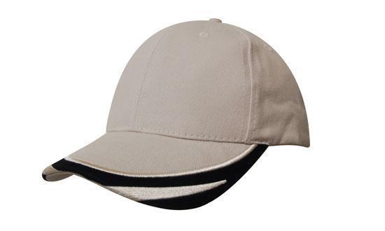 Headwear-Headwear Brushed Heavy Cotton with Peak Trim Embroidered-Stone/Navy / Free Size-Uniform Wholesalers - 14