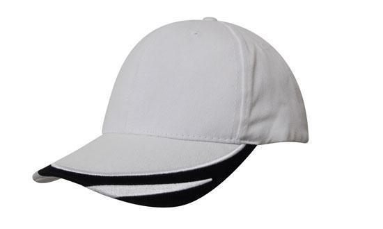 Headwear-Headwear Brushed Heavy Cotton with Peak Trim Embroidered-White/Navy / Free Size-Uniform Wholesalers - 15