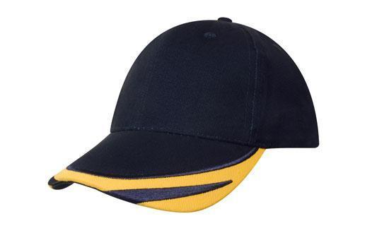 Headwear-Headwear Brushed Heavy Cotton with Peak Trim Embroidered-Navy/Gold / Free Size-Uniform Wholesalers - 7