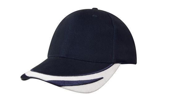 Headwear-Headwear Brushed Heavy Cotton with Peak Trim Embroidered-Navy/White / Free Size-Uniform Wholesalers - 9