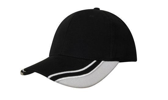Headwear-Headwear Brushed Heavy Cotton with Curved Peak Inserts-Black/White / Free Size-Uniform Wholesalers - 4